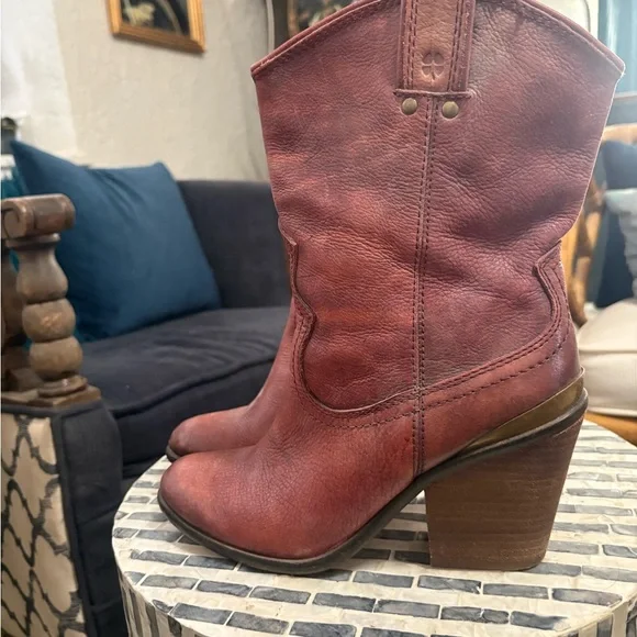 Vintage Lucky brand oxblood leather cowboy boots size 7.5‎ - Picture 3 of 15